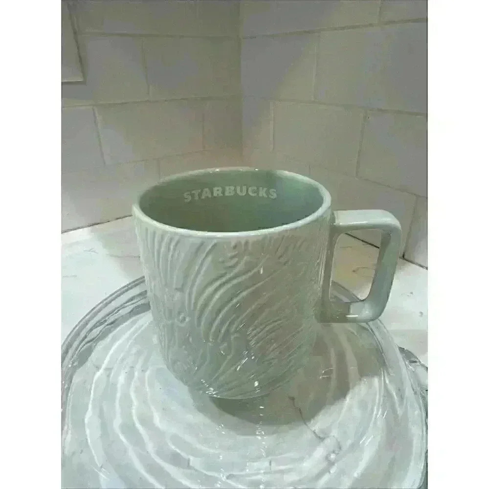 2022 Starbucks Light Green Mint Jade Leaf Marble Embossed Spring Limited 14 oz